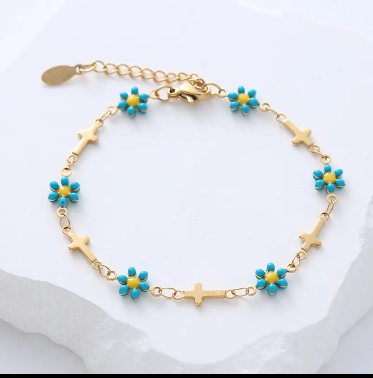Flowers Cross Bracelet